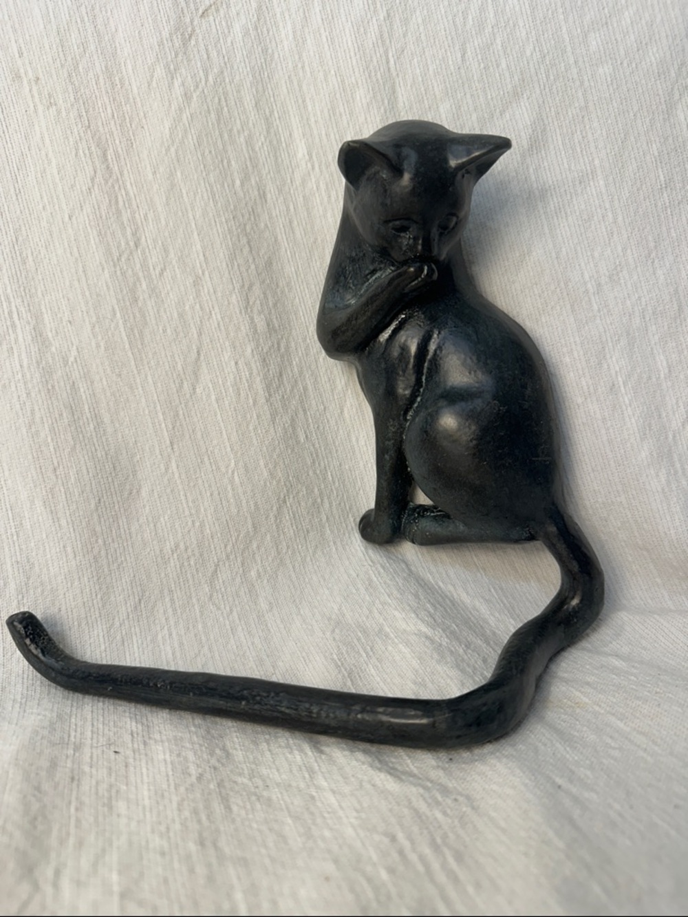 Vintage San Pacific International Cat Towel Holder - metal